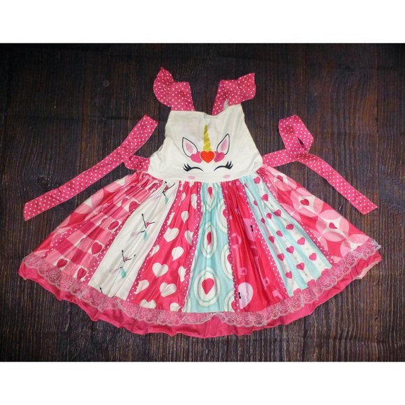 Other - Valentine's Day Heart Unicorn Girls Boutique Girls Twirl Dress